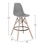 ΣΚΑΜΠΟ ΜΠΑΡ RENATA HM0173.10 ΓΚΡΙ 58x56x107Υ εκ. - Image 2