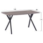 ΤΡΑΠΕΖΙ ALARICK ΜΕ MDF ΕΠΙΦΑΝΕΙΑ OLD BEECH & ΜΕΤΑΛΛΙΚΑ ΠΟΔΙΑ HM8550.02 140X80X75Υεκ. - Image 2
