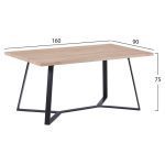 ΤΡΑΠΕΖΙ ALDWIN ΜΕ MDF ΕΠΙΦΑΝΕΙΑ SONAMA & ΜΕΤΑΛΛΙΚΑ ΠΟΔΙΑ HM8551.01 160X90X75Υ εκ. - Image 2