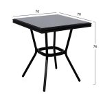 ΤΡΑΠΕΖΙ ΑΛΟΥΜΙΝΙΟΥ HARLOW 70X70X76 BAMBOO LOOK HM5568.02 ΜΑΥΡΟ ΜΕ ΓΥΑΛΙ - Image 2