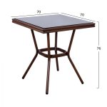 ΤΡΑΠΕΖΙ ΑΛΟΥΜΙΝΙΟΥ HARLOW 70X70X76  BAMBOO LOOK HM5568.03 ΚΑΦΕ ΜΕ ΓΥΑΛΙ - Image 2