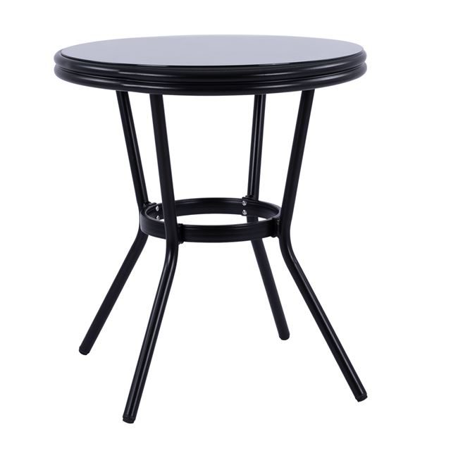 trapezi-aloyminioy-f70-bamboo-look-hm553 ΤΡΑΠΕΖΙ ΑΛΟΥΜΙΝΙΟΥ MOSES Φ70 BAMBOO LOOK HM5532.02 ΜΑΥΡΟ ΜΕ ΓΥΑΛΙ Φ70X76 εκ - Image 1