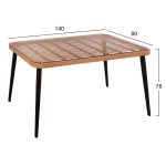 ΤΡΑΠΕΖΙ ΜΕΤΑΛΛΙΚΟ ALLEGRA HM5537 ΜΕ WICKER ΣΕ ΜΠΕΖ ΑΠΟΧΡΩΣΗ & ΓΥΑΛΙ 140X80X78 εκ. - Image 2