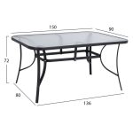 ΤΡΑΠΕΖΙ BRUNO 150X90Χ72Υεκ. ΓΚΡΙ ΜΕΤΑΛΛΙΚΟ ΜΕ ΓΥΑΛΙΝΗ ΕΠΙΦΑΝΕΙΑ HM5145.01 - Image 2
