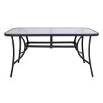 ΤΡΑΠΕΖΙ BRUNO 150X90Χ72Υεκ. ΓΚΡΙ ΜΕΤΑΛΛΙΚΟ ΜΕ ΓΥΑΛΙΝΗ ΕΠΙΦΑΝΕΙΑ HM5145.01 - Image 3