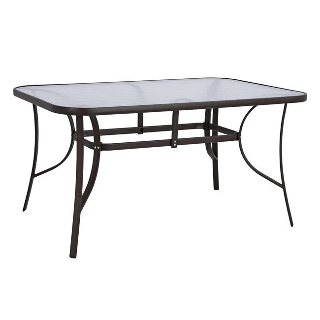 trapezi-metalliko-bruno-orthogonio-kafe ΤΡΑΠΕΖΙ BRUNO 150X90Χ72Υεκ. ΚΑΦΕ ΜΕΤΑΛΛΙΚΟ ΜΕ ΓΥΑΛΙΝΗ ΕΠΙΦΑΝΕΙΑ HM5145.02 - Image 1