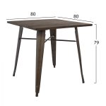 ΤΡΑΠΕΖΙ ΜΕΤΑΛΛΙΚΟ ΣΕ ΧΡΩΜΑ RUSTY ΚΑΙ ΞΥΛΟ HM0611.04 80x80x76εκ - Image 2
