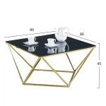 ΤΡΑΠΕΖΙ ΣΑΛΟΝΙΟΥ WILLOW HM8613.02 ΜΕ ΜΑΥΡΟ ΓΥΑΛΙ ΚΑΙ ΕΠΙΧΡΥΣΗ ΒΑΣΗ 80X80X45 EK. - Image 2