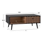 ΤΡΑΠΕΖΙ ΣΑΛΟΝΙΟΥ CHARLEEN HM8668 ΜΑΥΡΟ ΜΕ ΦΥΣΙΚΟ 100x50x40,5Υ εκ. - Image 2