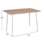 ΤΡΑΠΕΖΙ ΤΡΑΠΕΖΑΡΙΑΣ PALOMA HM8334.02, 120X70X76,5- SONOMA, ΛΕΥΚΑ ΠΟΔΙΑ - Image 2