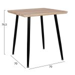 ΤΡΑΠΕΖΙ ΤΡΑΠΕΖΑΡΙΑΣ PALOMA HM8335.01, 70Χ70X76.5, SONOMA, ΜΑΥΡΑ ΠΟΔΙΑ - Image 2