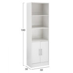 ΒΙΒΛΙΟΘΗΚΗ ΜΕΛΑΜΙΝΗΣ ENSLEY HM2027.05 ΣΕ ΛΕΥΚΗ ΑΠΟΧΡΩΣΗ 60x30x180 εκ. - Image 2