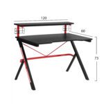 ΓΡΑΦΕΙΟ GAMING PRO UNITY 120x60x73 GARBON ΕΠΙΦΑΝΕΙΑ & ΜΑΥΡΟ ΜΕΤΑΛΛΙΚΟ ΣΚΕΛΕΤΟ HM8713 - Image 2