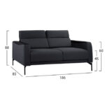 ΚΑΝΑΠΕΣ 3ΘΕΣΙΟΣ TRICIA HM3160.31 ΜΕ ΥΦΑΣΜΑ ΣΚΟΥΡΟ ΓΚΡΙ & ΜΑΥΡΟ PU 186x85x73-88 εκ. - Image 2