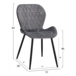 ΚΑΡΕΚΛΑ ADALYN ΜΕ ΜΑΥΡΟ PU ΚΑΙ ΓΚΡΙ ΒΕΛΟΥΔΟ HM8729.01 51x58x82Υ εκ. - Image 2