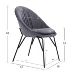 ΚΑΡΕΚΛΑ KELSEY ΑΠΟ ΒΕΛΟΥΔΟ ΓΚΡΙ ΜΕ ΜΑΥΡΑ ΠΟΔΙΑ HM8684.11 59x63x84 εκ. - Image 2