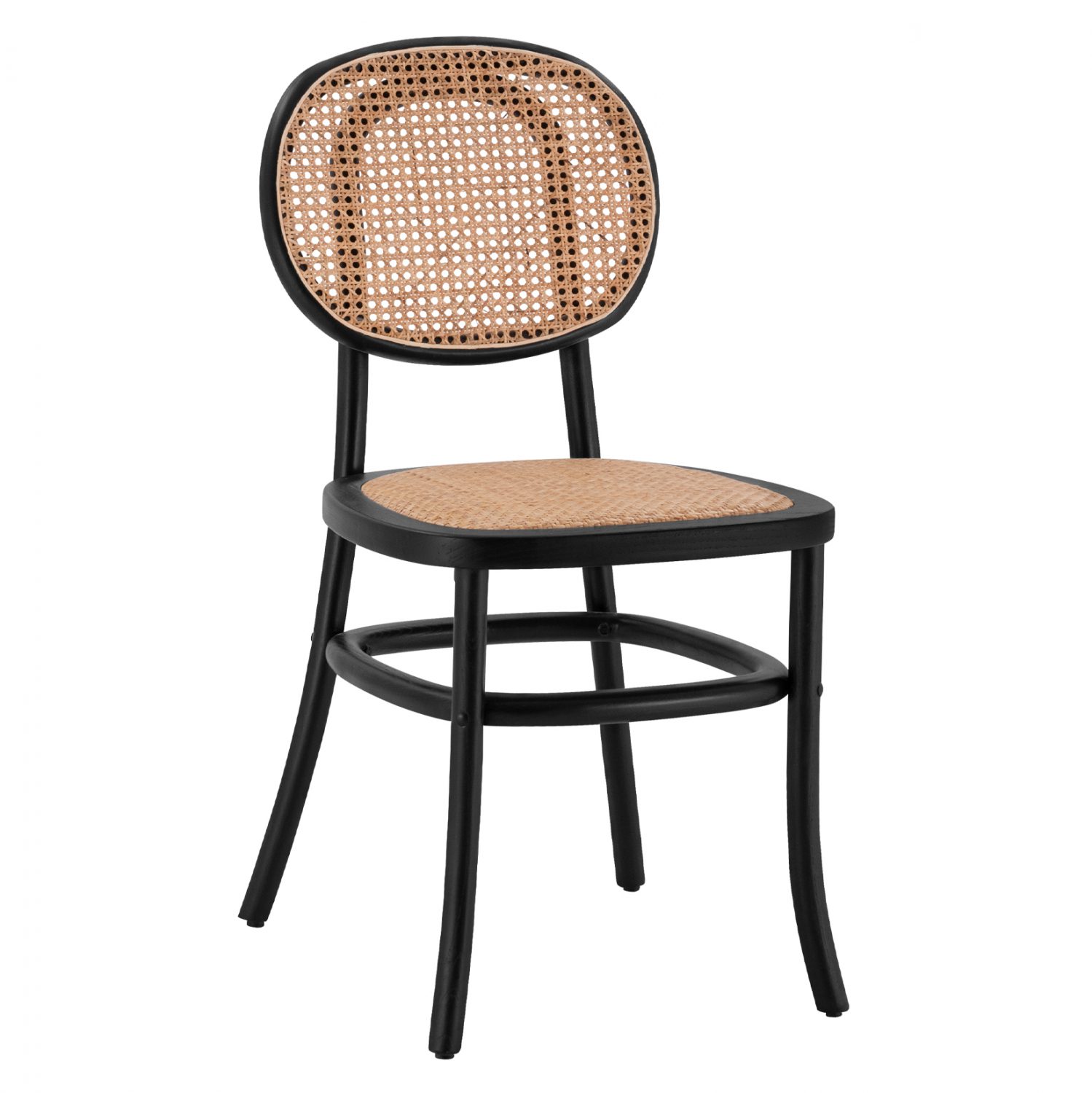 karekla-xylini-me-plexi-rattan-se-mayri ΚΑΡΕΚΛΑ ΞΥΛΙΝΗ PENNY ΜΕ ΠΛΕΞΗ RATTAN ΣΕ ΜΑΥΡΗ ΑΠΟΧΡΩΣΗ HM8747 44x51x87 εκ. - Image 1