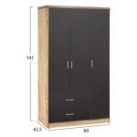 ΝΤΟΥΛΑΠΑ 3ΦΥΛΛΗ ME 2 ΣΥΡΤΑΡΙΑ CAESAR HM340.04 SONAMA ΜΕ ΓΚΡΙ 89x42,5Χ181εκ. - Image 2
