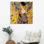 ΠΙΝΑΚΑΣ ΚΑΜΒΑΣ ΤΥΠΟΥ LADY WITH FAN HM7199.04 45x45x3 εκ. - Image 3