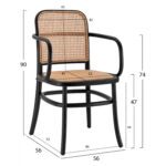ΠΟΛΥΘΡΟΝΑ ΞΥΛΙΝΗ VAIANA ΜΕ ΠΛΕΞΗ RATTAN ΣΕ ΜΑΥΡΗ ΑΠΟΧΡΩΣΗ HM8748 56x56x90 εκ. - Image 2