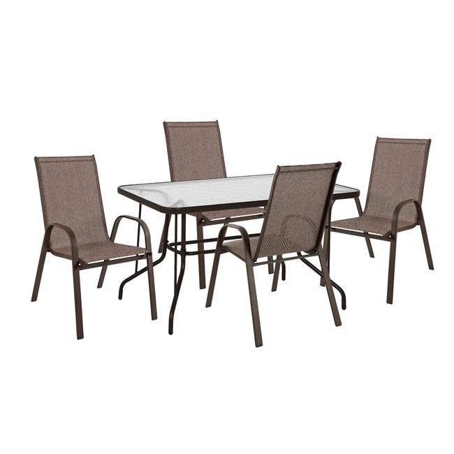 set-5-tmch-trapezi-metalliko-120ch70ch71 ΣΕΤ 5 ΤΜΧ ΤΡΑΠΕΖΙ ΜΕΤΑΛΛΙΚΟ 120Χ70Χ71Υ ΜΕ ΠΟΛΥΘΡΟΝΕΣ LEON ΜΕΤΑΛΛΙΚΕΣ ΚΑΦΕ HM10565.02 - Image 1
