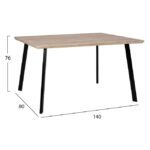ΣΕΤ 5ΤΜΧ ΤΡΑΠΕΖΙ 140x80x76 cm SONAMA & ΚΑΡΕΚΛΕΣ VANESSA ΜΑΥΡΕΣ ΜΕΤΑΛΛΙΚΑ ΠΟΔΙΑ HM11037 - Image 2