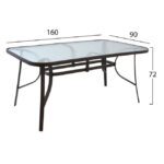 ΣΕΤ 7ΤΜΧ ΤΡΑΠΕΖΙ ΜΕΤΑΛΛΙΚΟ ΚΑΦΕ 160X90 ΜΕ 6 ΠΟΛΥΘΡΟΝΕΣ ΚΑΦΕ-ΜΟΚΑ WICKER HM10587.02 - Image 2