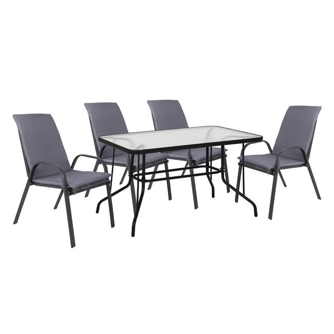 set-trapezarias-5tmch-karekles-me-maxila ΣΕΤ ΤΡΑΠΕΖΑΡΙΑΣ 5ΤΜΧ ΚΑΡΕΚΛΕΣ ΜΕ ΜΑΞΙΛΑΡΙ & ΤΡΑΠΕΖΙ 120X70 HM10568.01 ΓΚΡΙ - Image 1