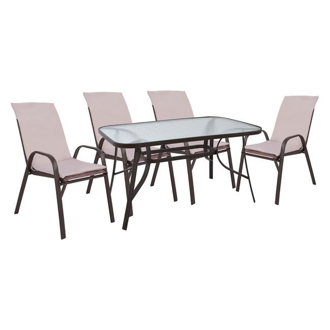 set-trapezarias-5tmch-karekles-me-maxila ΣΕΤ ΤΡΑΠΕΖΑΡΙΑΣ 5ΤΜΧ ΚΑΡΕΚΛΕΣ ΜΕ ΜΑΞΙΛΑΡΙ & ΤΡΑΠΕΖΙ 140X80 HM10569.02 ΚΑΦΕ - Image 1
