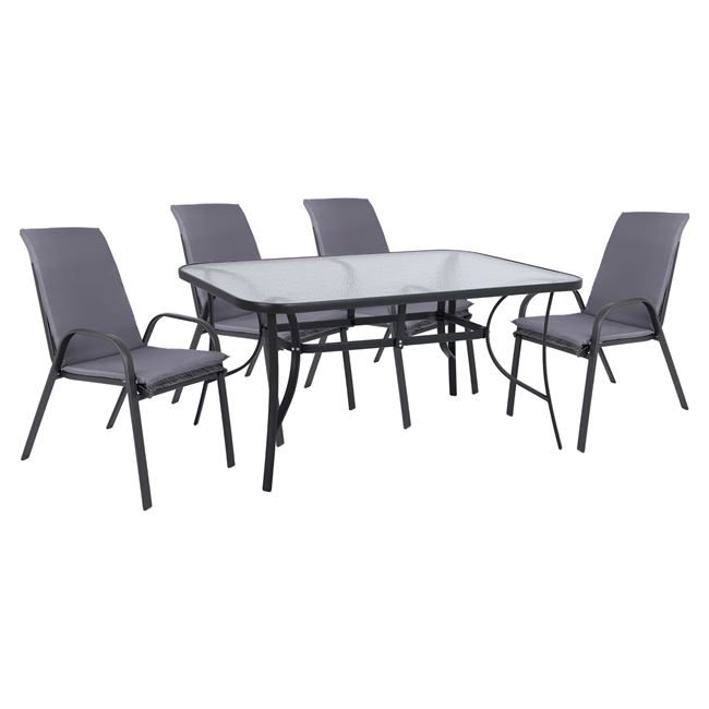 set-trapezarias-5tmch-karekles-me-maxila ΣΕΤ ΤΡΑΠΕΖΑΡΙΑΣ 5ΤΜΧ ΚΑΡΕΚΛΕΣ ΜΕ ΜΑΞΙΛΑΡΙ & ΤΡΑΠΕΖΙ 150X90 HM10570.01 ΓΚΡΙ - Image 1