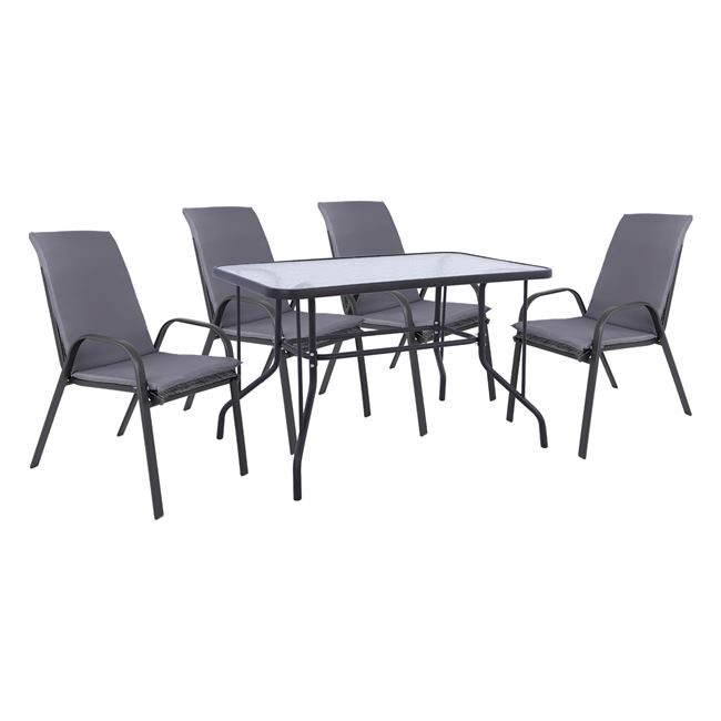 set-trapezarias-5tmch-me-4-karekles-me-m ΣΕΤ ΤΡΑΠΕΖΑΡΙΑΣ 5ΤΜΧ ΜΕ 4 ΚΑΡΕΚΛΕΣ ΜΕ ΜΑΞΙΛΑΡΙ & ΤΡΑΠΕΖΙ 110x60 ΓΚΡΙ HM10566.01 - Image 1