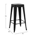 ΣΚΑΜΠΟ BAR ΜΕΤΑΛΛΙΚΟ MELITA ΣΕ ΜΑΥΡΟ ΜΑΤ 43x43x76Y εκ. HM8642.22 - Image 2