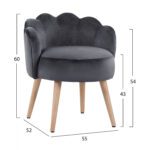 ΣΚΑΜΠΟ ΜΕ ΠΛΑΤΗ ELISE HM8628.01 ΑΠΟ ΓΚΡΙ ΒΕΛΟΥΔΟ 55x52x60Υ εκ. - Image 2