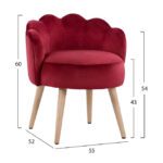 ΣΚΑΜΠΟ ΜΕ ΠΛΑΤΗ ELISE HM8628.06 ΑΠΟ ΚΟΚΚΙΝΟ ΒΕΛΟΥΔΟ 55x52x60Υ εκ. - Image 2