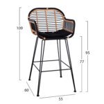 ΣΚΑΜΠΟ ΜΕΤΑΛΛΙΚΟ ALLEGRA HM5690 ΜΕ WICKER ΜΑΥΡΟ-ΜΠΕΖ 55x60x109Υ εκ. - Image 2
