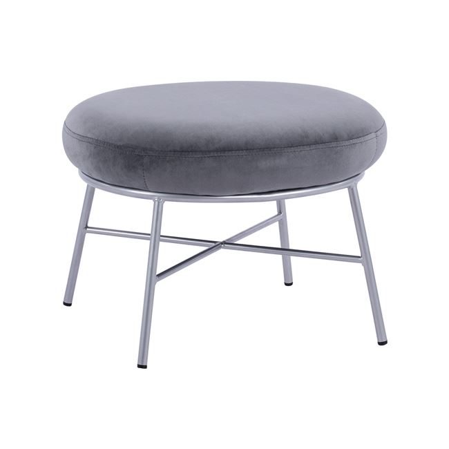 skampo-ypopodio-trudi-hm864001-apo-gkri ΣΚΑΜΠΟ ΥΠΟΠΟΔΙΟ TRUDI HM8640.01 ΑΠΟ ΓΚΡΙ ΒΕΛΟΥΔΟ ΜΕ ΑΣΗΜΙ ΒΑΣΗ 55x46x38Υ εκ. - Image 1