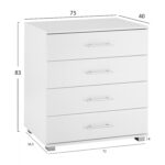 ΣΥΡΤΑΡΙΕΡΑ ΜΕΛΑΜΙΝΗΣ BRIANA HM2204.05 ME 4 ΣΥΡΤΑΡΙΑ ΛΕΥΚΗ 75x40x83 εκ. - Image 2