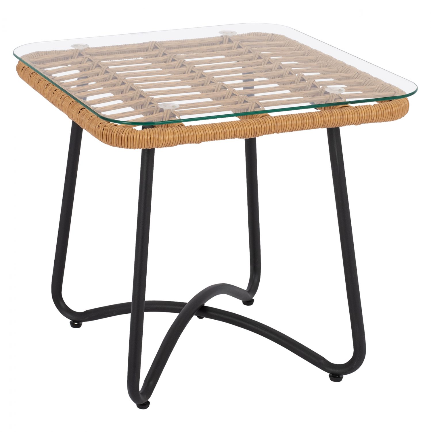 trapezi-metalliko-hm5717-me-wicker-mpez ΤΡΑΠΕΖΙ ΜΕΤΑΛΛΙΚΟ GERRY HM5717 ΜΕ WICKER ΜΠΕΖ 50x50x48,5 εκ. - Image 1