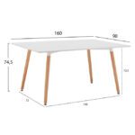 ΤΡΑΠΕΖΙ HM8697.01 MINIMAL, ΛΕΥΚΟ MDF, ΞΥΛΙΝΑ ΠΟΔΙΑ ΟΞΙΑ,160Χ90X74,5Υ εκ - Image 2