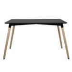 ΤΡΑΠΕΖΙ HM8697.02 MINIMAL, μαύρο MDF, ξύλινα πόδια οξιά, 160Χ90X74Υεκ. - Image 2