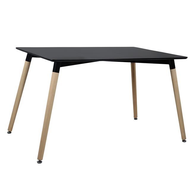 trapezi-minimal-160ch90x74yek-mayro-me-x ΤΡΑΠΕΖΙ HM8697.02 MINIMAL, μαύρο MDF, ξύλινα πόδια οξιά, 160Χ90X74Υεκ. - Image 1