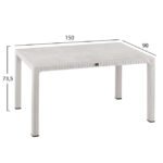 ΤΡΑΠΕΖΙ ΠΟΛΥΠΡΟΠΥΛΕΝΙΟΥ 150Χ90X73.5Υεκ. RATTAN ΛΕΥΚΟ ΜΕ UV PROTECTION HM5737.01 - Image 2