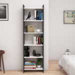 ΒΙΒΛΙΟΘΗΚΗ ΜΕΛΑΜΙΝΗΣ ΓΚΡΙ-ΛΕΥΚΟ HM9226.13 48,5x22x160Υ εκ. - Image 3