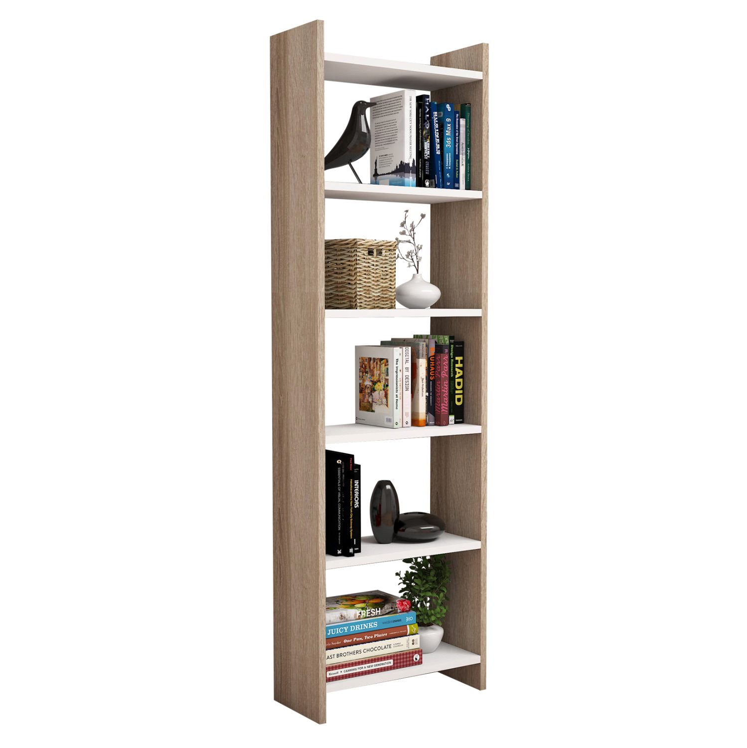bibliothiki-melaminis-sonoma-leyko-fb992 ΒΙΒΛΙΟΘΗΚΗ ΜΕΛΑΜΙΝΗΣ SONΟMA-ΛΕΥΚΟ HM9226.12 48,5x22x160Υ εκ. - Image 1