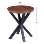 ΒΟΗΘΗΤΙΚΟ ΤΡΑΠΕΖΑΚΙ ΣΤΡΟΓΓΥΛΟ HM9473.02 MDF ΜΕ ΚΑΠΛΑΜΑ ΑΠΟ ΞΥΛΟ ΚΑΡΥΔΙΑΣ Φ50x55Yεκ. - Image 2