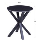 ΒΟΗΘΗΤΙΚΟ ΤΡΑΠΕΖΑΚΙ ΣΤΡΟΓΓΥΛΟ HM9473.04 BLACK MARBLE ΕΠΙΦΑΝΕΙΑ ΜΑΥΡΗ ΒΑΣΗ Φ50x55Yεκ. - Image 2