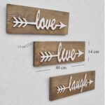ΣΕΤ 3 ΤΜΧ ΔΙΑΚΟΣΜΗΤΙΚΟ ΤΟΙΧΟΥ ΞΥΛΙΝΟ "LOVE LIVE LAUGH" HM7308 40x1,2x14 εκ. - Image 2