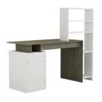 ΓΡΑΦΕΙΟ ΜΕ ΒΙΒΛΙΟΘΗΚΗ ROCHELL ΜΕΛΑΜΙΝΗ OLIVE GREY ΛΕΥΚΟ 146,3x55x128,8Υεκ.HM8886.11 - Image 4