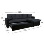 ΚΑΝΑΠΕΣ ΓΩΝΙΑ ΚΡΕΒΑΤΙ WAYNE 220x146x86Υεκ.HM3028.01 ΓΚΡΙ ΜΕ ΜΑΥΡΟ PU - Image 3