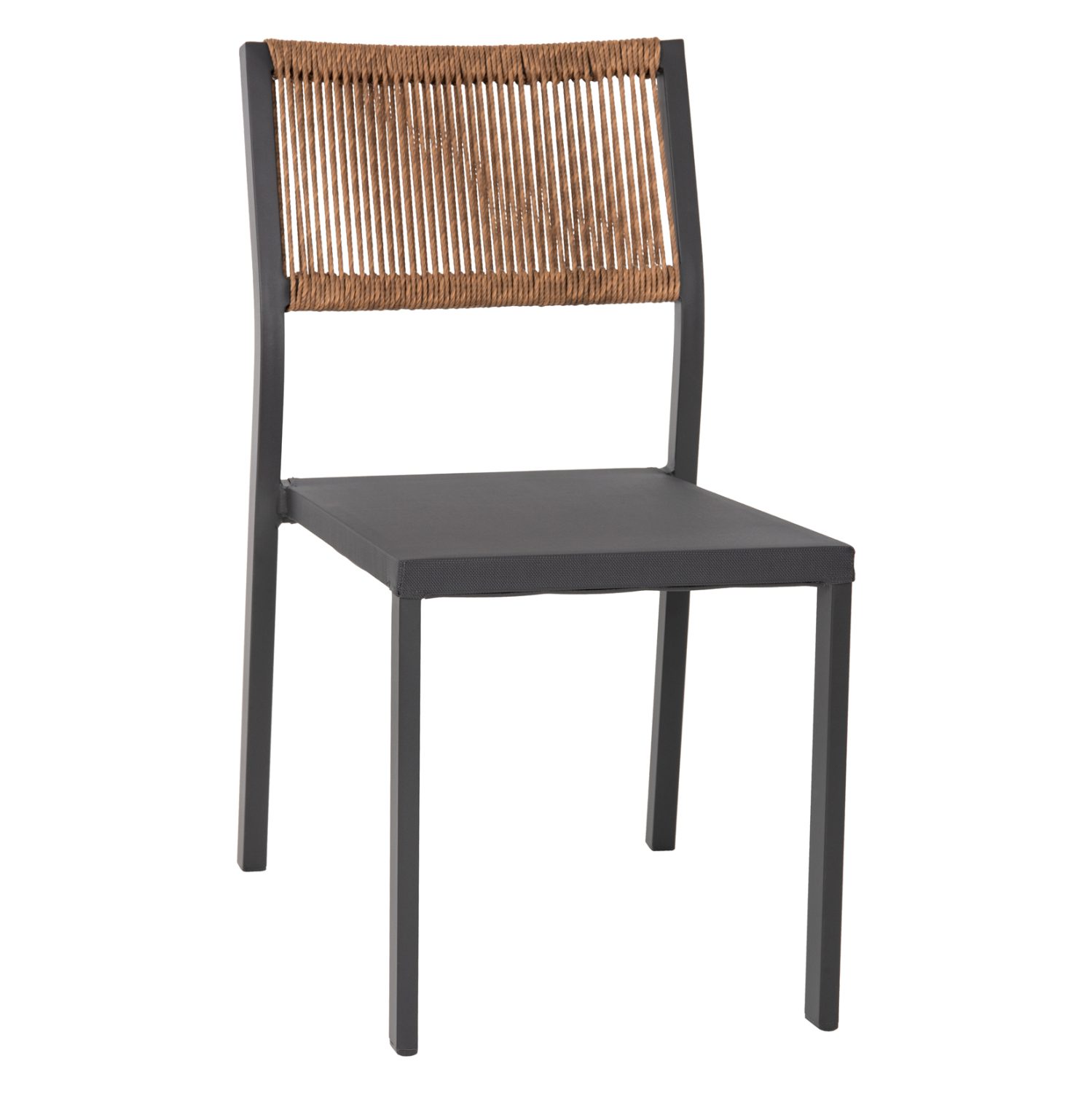 karekla-aloyminioy-anthraki-me-rattan-ka ΚΑΡΕΚΛΑ ΑΛΟΥΜΙΝΙΟΥ ΑΝΘΡΑΚΙ ΜΕ RATTAN ΚΑΙ TEXTLINE HM5921.01 46x55,5x83Υ εκ. - Image 1